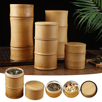 Bamboo Tea Storage Box Tea Canister Lid Seal Kitchen Storage Jars Accessories