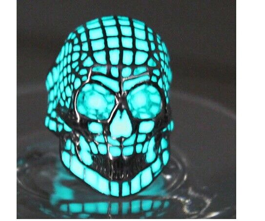 Men Women Glowing Ring Luminous Skull Punk Fashion Trendy Rings Glow In The Dark