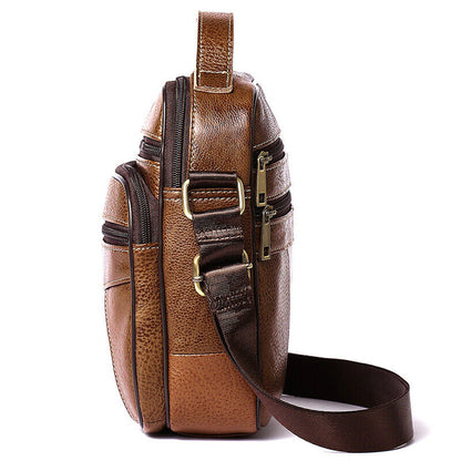 100% Genuine Leather Men's Sling Shoulder Messenger Bags 8" Handbags Crossbody