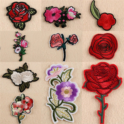 11X Embroidery Rose Flower Sew Iron on Patch on Badge Bag Jeans Applique CraY-ca