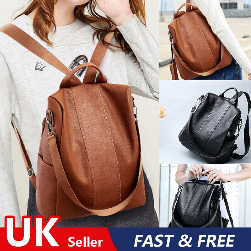 Women's Ladies Rucksack Anti-theft Bag PU Leather Backpack School Bag Handbag