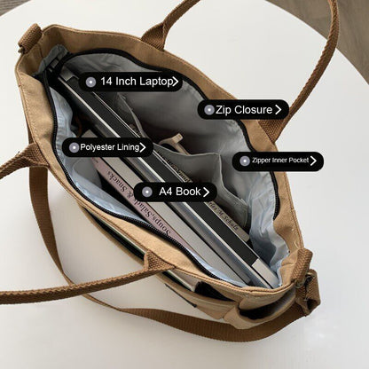 Women's Bags Cotton Canvas Shoulder Bag Crossbody Handbag Zipper Tote Pocket