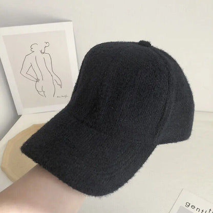 Women Baseball Caps Autumn Winter Solid Color Snapback Casual Visor Hats 56-60cm