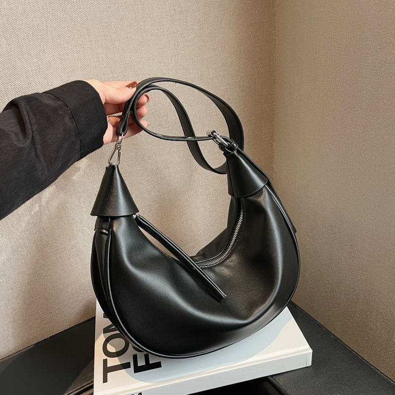 Synthetic Leather Shoulder Bag Crossbody Dumpling Hobo Purse Nylon Zipper 1 PC