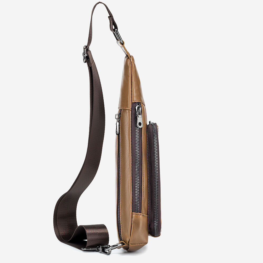 Men's Sling Backpack,100% Genuine Leather Chest bag Crossbody Bag Shoulder Bag