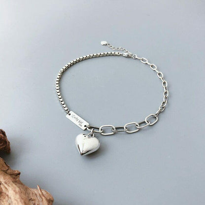 Women's 925 Sterling Silver Love Heart Rolo Link Chain Ankle Foot Bracelet