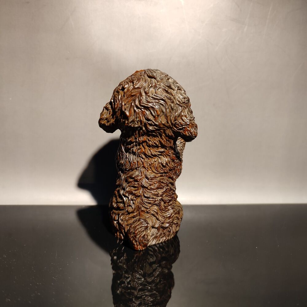 vintage wood carved wooden sculptures Foo Dog statue gift mini Poodle pet miss