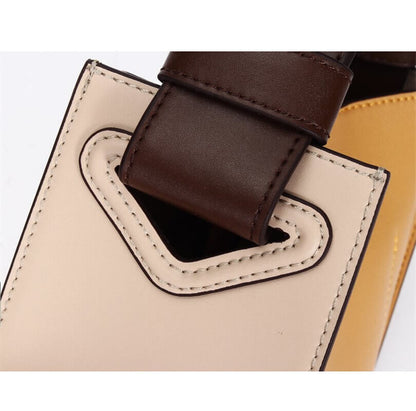 Small Colorblock Leather Bucket Bag Tote Crossbody Shoulder Purse-Fashion Clutch