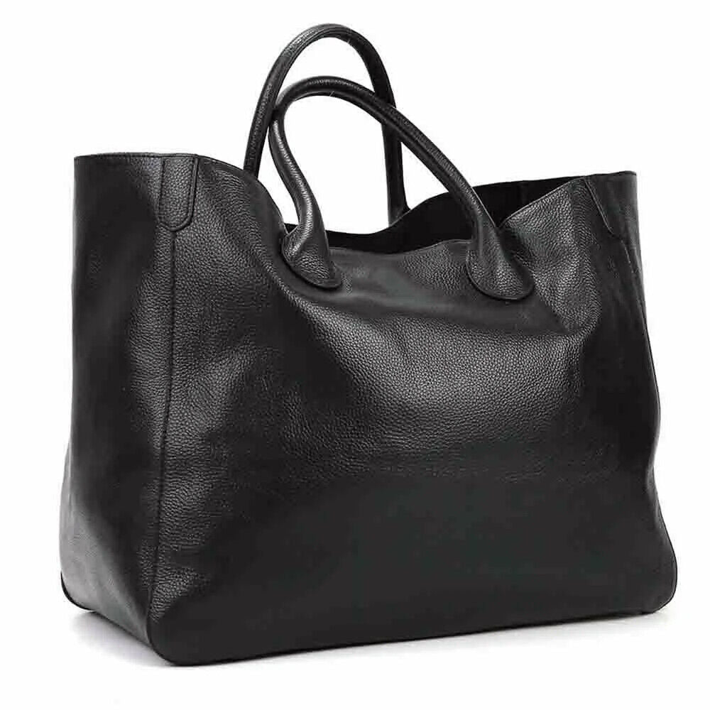 41cm Big Women Tote Bag 100% Top Cow Hide Leather Handbag Lady Travel Bag