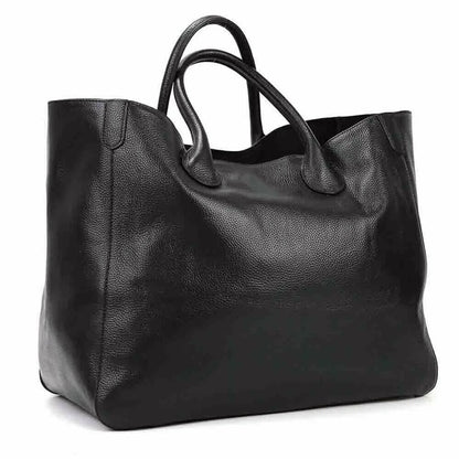 41cm Big Women Tote Bag 100% Top Cow Hide Leather Handbag Lady Travel Bag