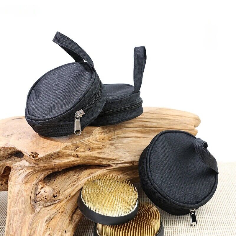11x4.5cm Round Japanese Florist Working Tools Bag Kenzan Toolkits Storage Pouch