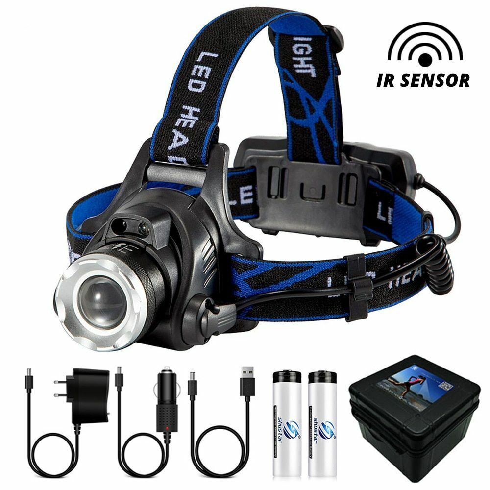 LED Headlamp Super Bright Sensor Zoomable Fishing Lamp Lighting 18650 Batteries