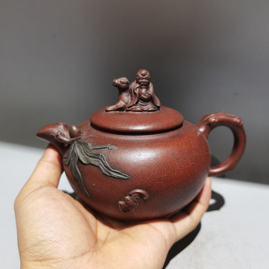 vintage chinese yixing purple clay teapot zisha ceramic figure statue teaware