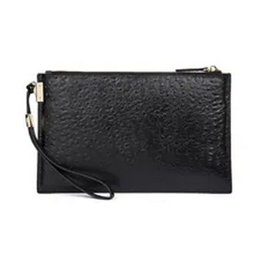 Ostrich Pattern Genuine Cow Leather Envelope Bag Men Briefcase Wristlets Cowhide