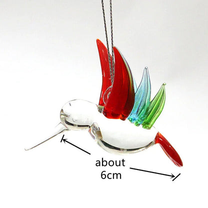 Bird Figurines Murano Glass Miniature Hummingbird Pendants Hanging Decor 5-6.5cm