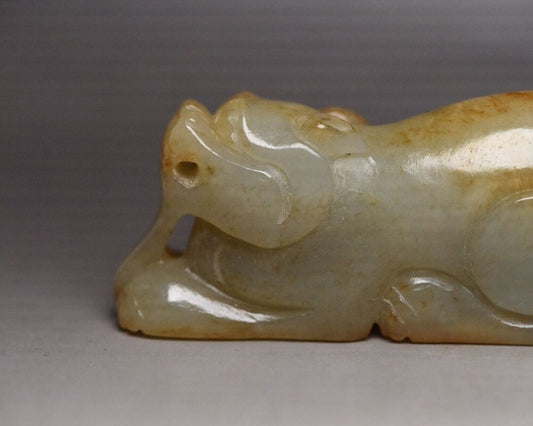 Chinese Old Hetian Jade Hand Carved Beast Statue Figurine Art Antique Collection