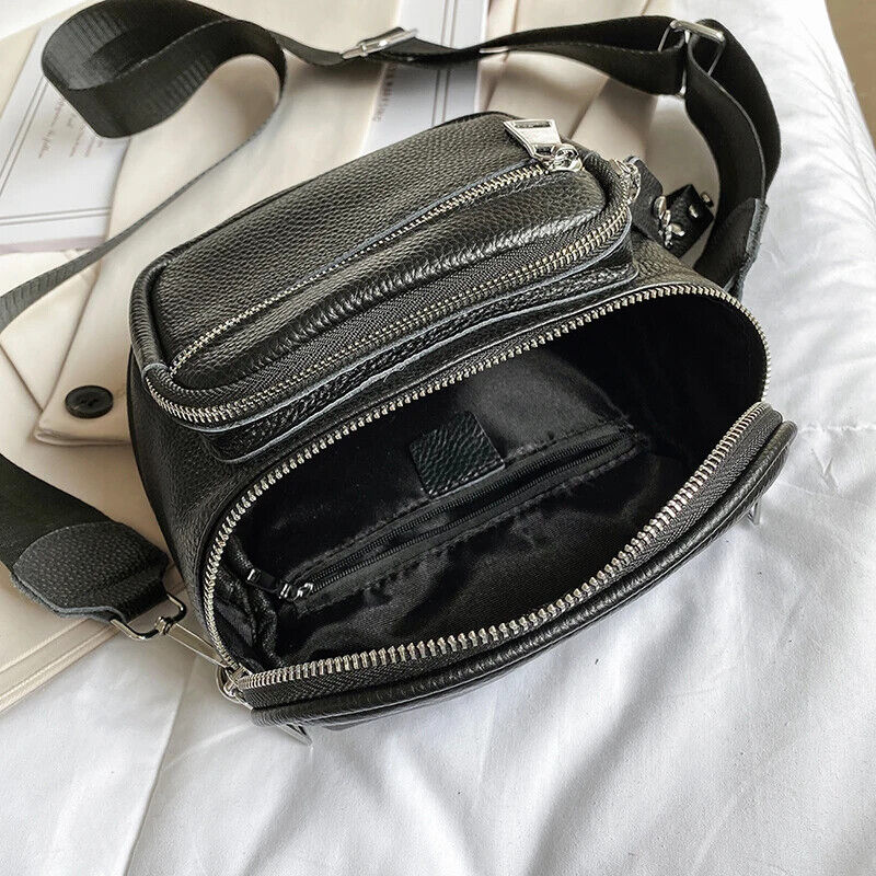100% Cowhide Crossbody Bags Women Black Shoulder Handbags Bag Travel Saddle Bag