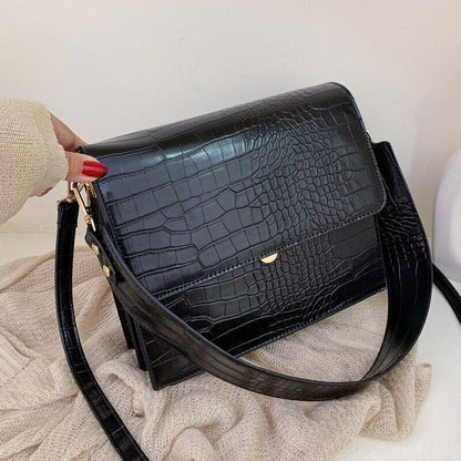 Black Crossbody Bag Women Small Handbag Leather Hand Bag 21*25*9 CM Strap 28 CM