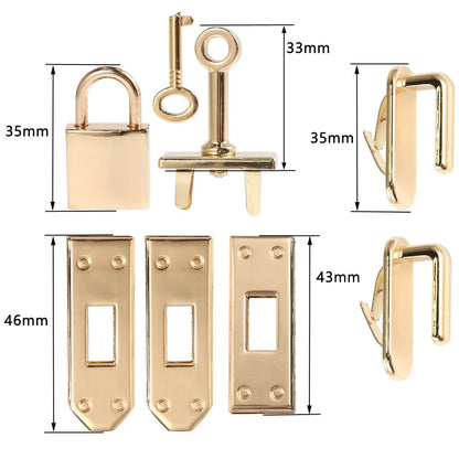 Women Handbags Lock Button 7Pcs Metal Clasp Leather Crafts Purse Bag Accessories