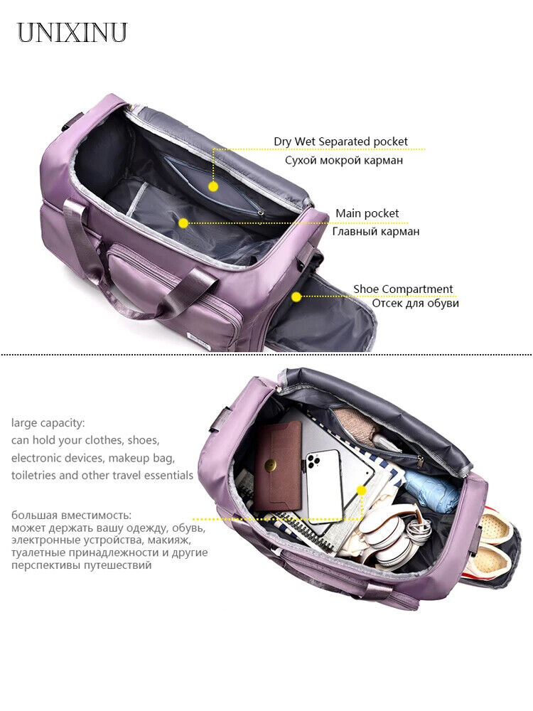Carry On Travel Bag Weekender Overnight Bags Shoe Compartment Sports Bags Women