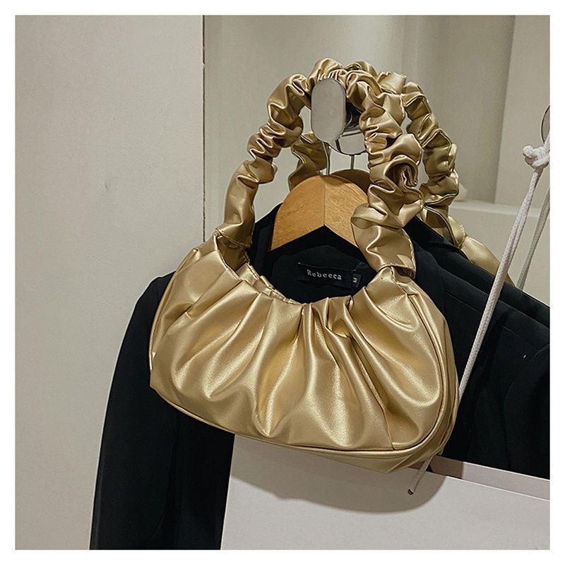 Pleated Synthetic Leather Bags Dumpling Tote Armpit Purse Underarm Bag 25*17*7CM