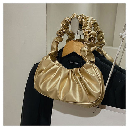 Pleated Synthetic Leather Bags Dumpling Tote Armpit Purse Underarm Bag 25*17*7CM