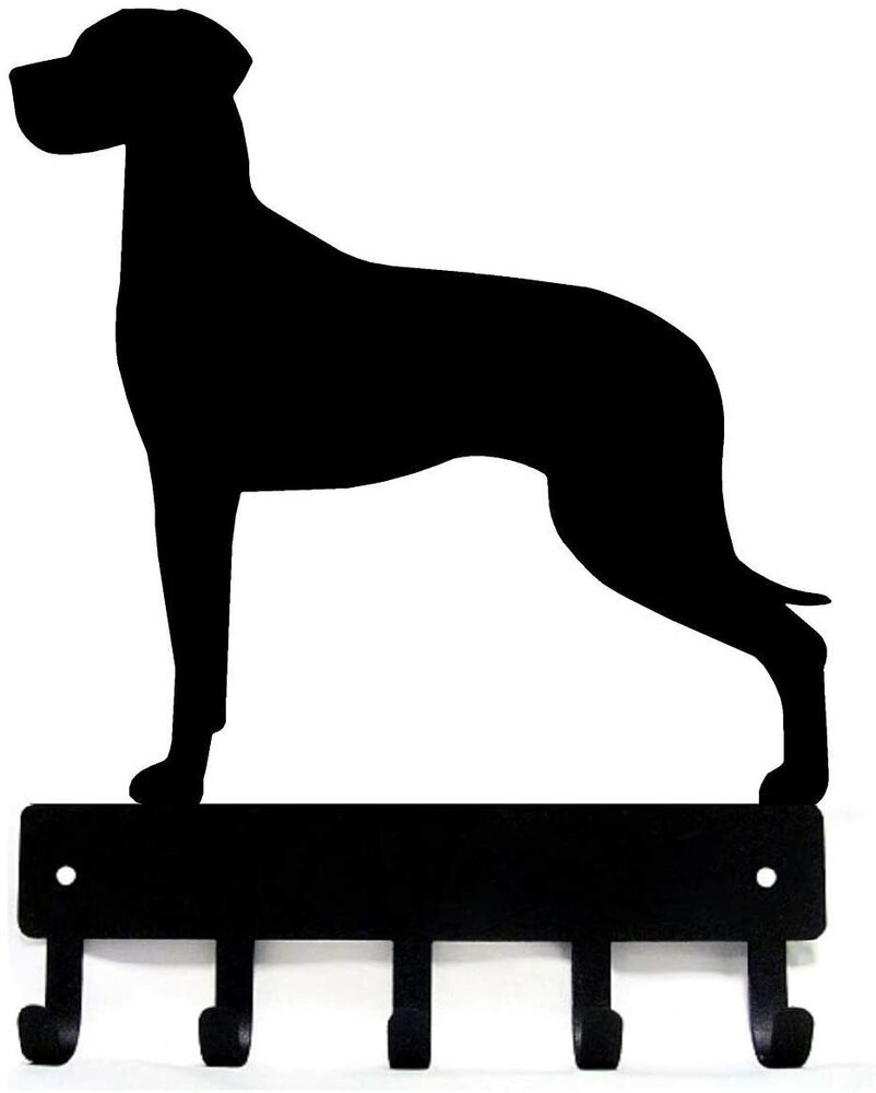 Great Dane (Natural Ears) Dog-Key Hooks & Keychain Holder- 6 inch Metal Wall Art