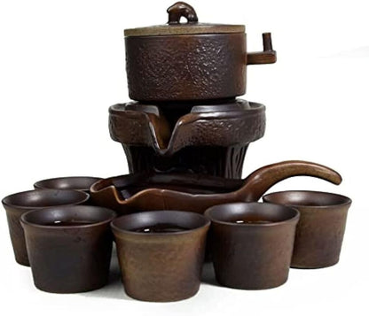10/Set Semi-automatic Stone Mill Tea Set Chinese Gongfu Tea Cups Teapot Teacup