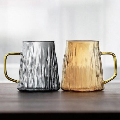Glass Glacier Design Mug Big Coffee Mug with Handle Nordic Style Tea Mug 420 ml