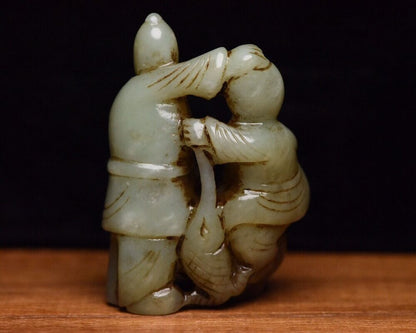 Chinese Natural Hetian Jade Carving Figure Story Statue Figurine Collections Art