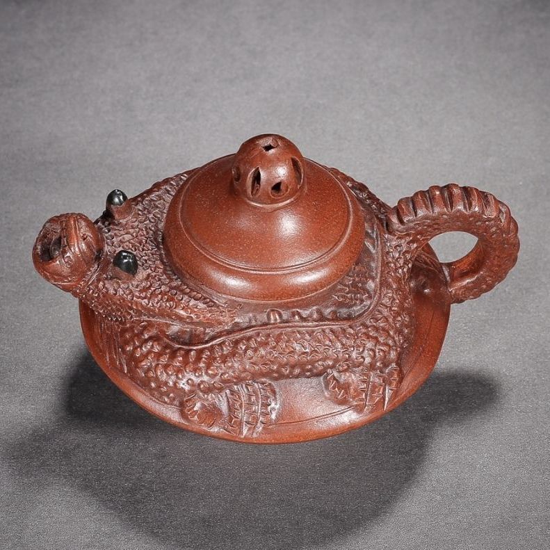Vintage Chinese Yixing Purple Clay Teapot Zisha Ceremony Carving Dragon Teaware