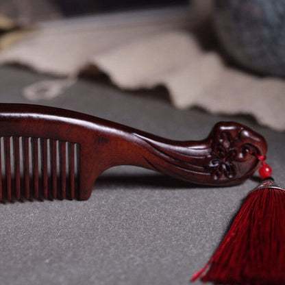 Red Sandalwood Wooden Massage Comb Retro Wooden Comb Hand Polished Wooden Crafts
