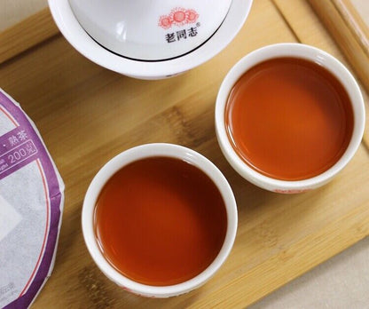 200g Yunnan Haiwan"Lao Tong Zhi" 908 Menghai Pu Erh Tea Cake 141 Puer Cooked Tea