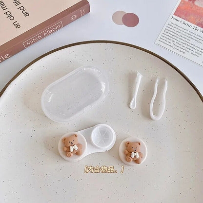 Women Contact Lens Case Plastic Lovely Cat Paw Container Storage Box 6.4x4x2.5cm