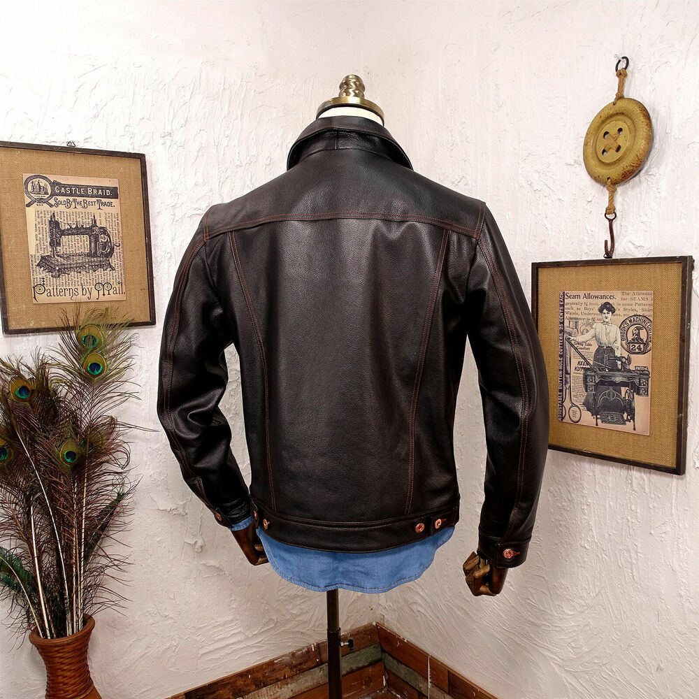 Men's Vintage Style Motorcycle Leather Jacket Single-Breasted S-5XL Leisure Coat