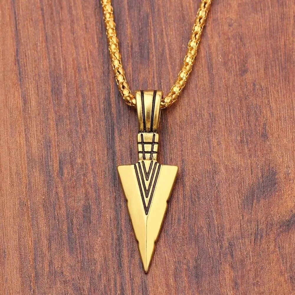 Stainless Steel Spear Arrowhead Arrow Head Pendant Chain Necklace For Men Boys