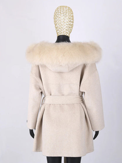 2023 Coat Collar Jacket Winter Outerwear Women With Belt