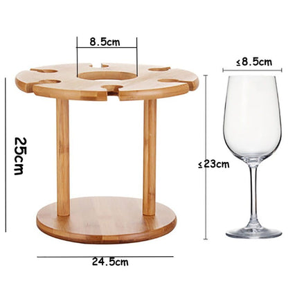 Wine Glass Holder Drying Rack Storage Shelf Home Bottle Display 24.5x25cm Bamboo