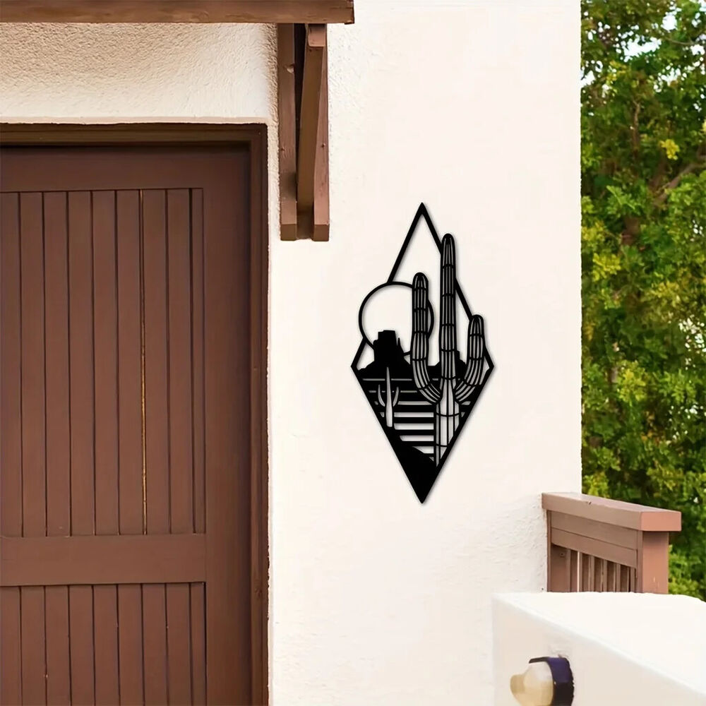1pc Metal Cactus Art Wall Decor, Metal Wall Decor, Sunset Wall Sign, Wall Art