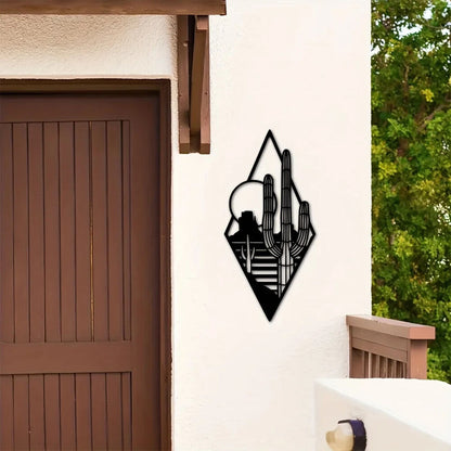 1pc Metal Cactus Art Wall Decor, Metal Wall Decor, Sunset Wall Sign, Wall Art