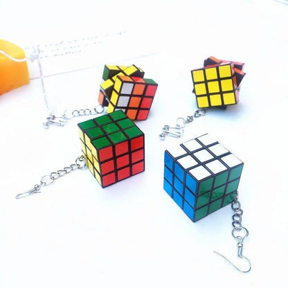 Women Rubik's Cube Earring Geometry Funny Earrings Hanging Cool Jewelry 1Pairs