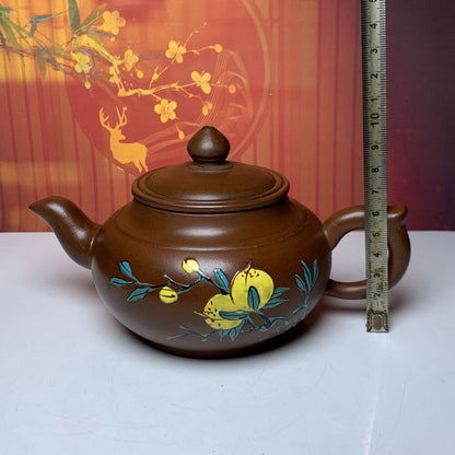 Vintage China Yixing Purple Clay Teapot Zisha Ceremony Painted Nice Teaware Rare