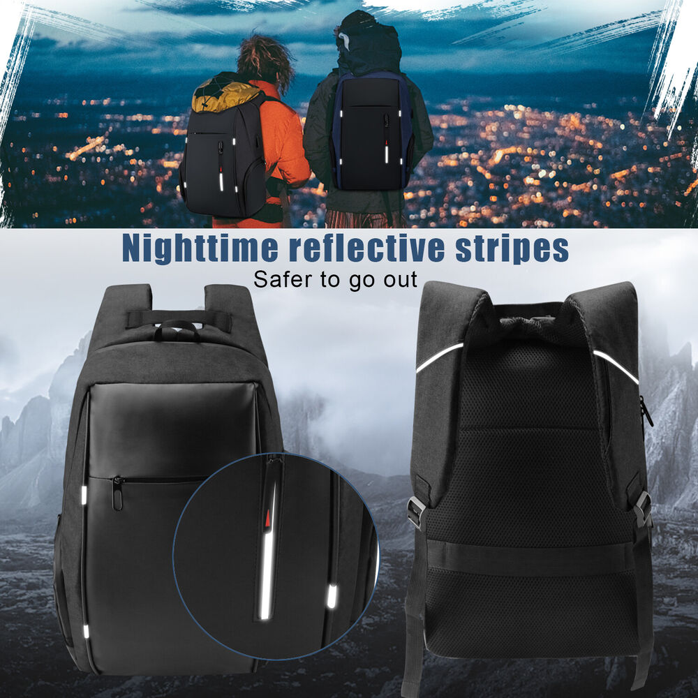 Men's Waterproof Laptop Backpack Travel Rucksack School Bag w/ USB Charging Port