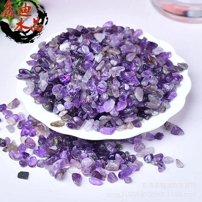 Crystal Stones Natural Amethyst Crushed Small Particles Crafts Ornaments 50-100g