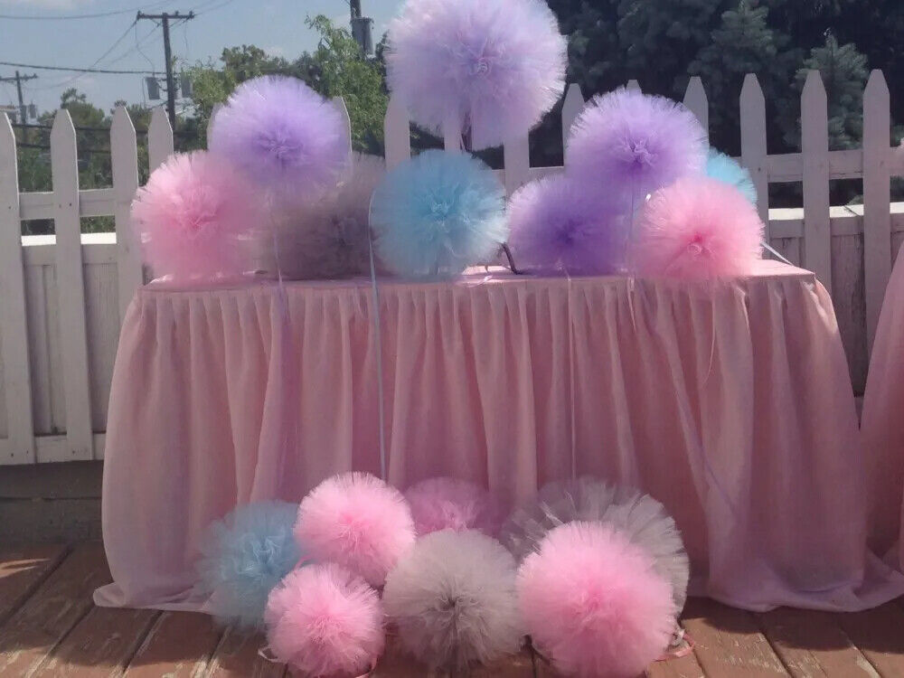 Party Decoration 5Pcs Tulle Pompom Birthday Wedding Baby Shower Venue Decor 20cm