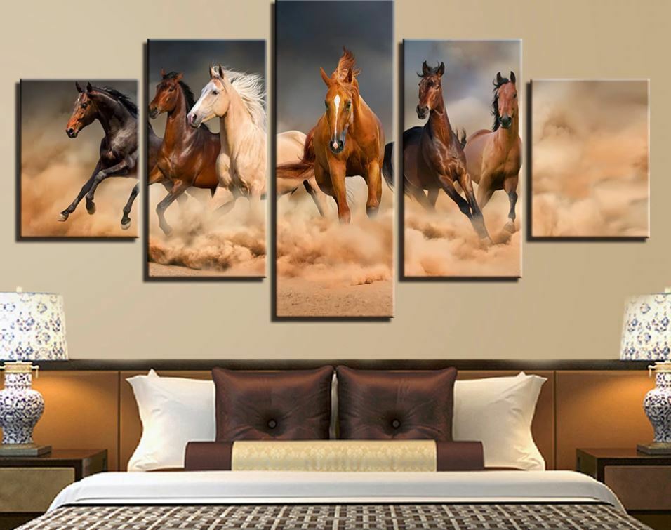 Galloping Horses Running 5 Pieces canvas Wall Art Picture Gift Home Decor
