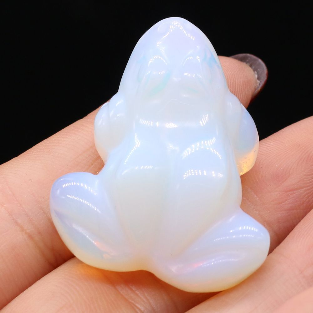 Frog Statue Figurine Natural Stones Hand Carved Ornament Healing Crystal 30x38mm