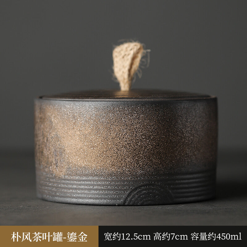 Coarse Pottery Tea Jar Sealed Jar Ceramic Household Tea Storage Box Storage Jar