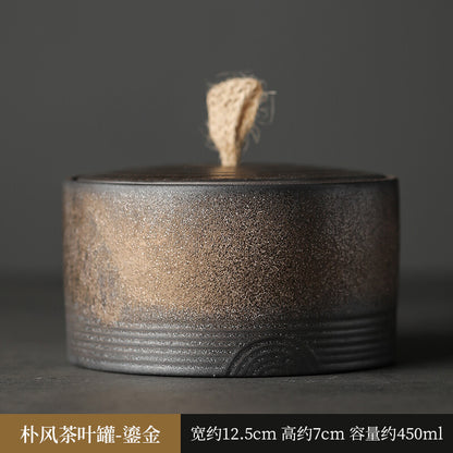 Coarse Pottery Tea Jar Sealed Jar Ceramic Household Tea Storage Box Storage Jar