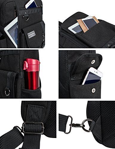 Leaper Messenger Bag Outdoor Cross Body Sling Shoulder Large, Black